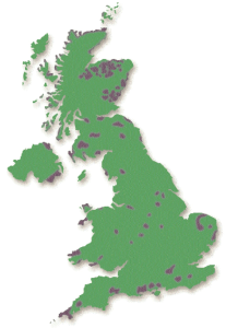 Map of the Location Of The UKs Lowland Heathlands English Nature 2002