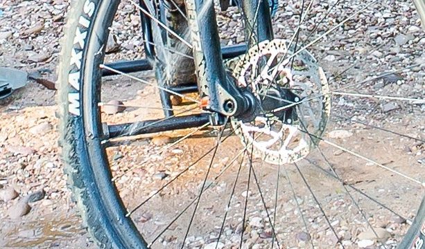 a bike wheel being washed