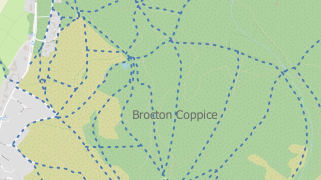 Map of Brocton Coppice showing the bridleway routes