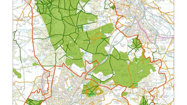 Map of Cannock Chase showing the extent of open access land